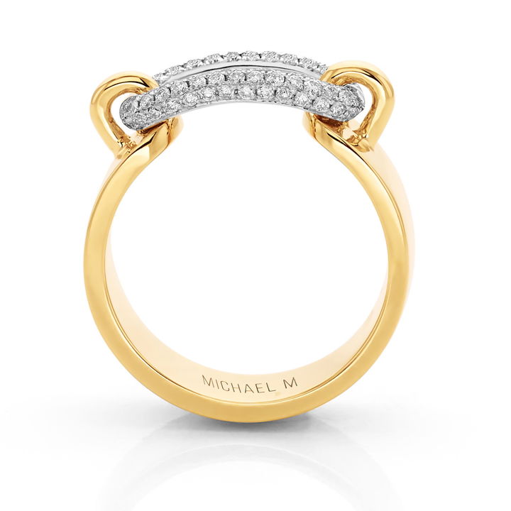 Michael M. Pave Diamond Link Gold Band In White And Yellow Gold 14K