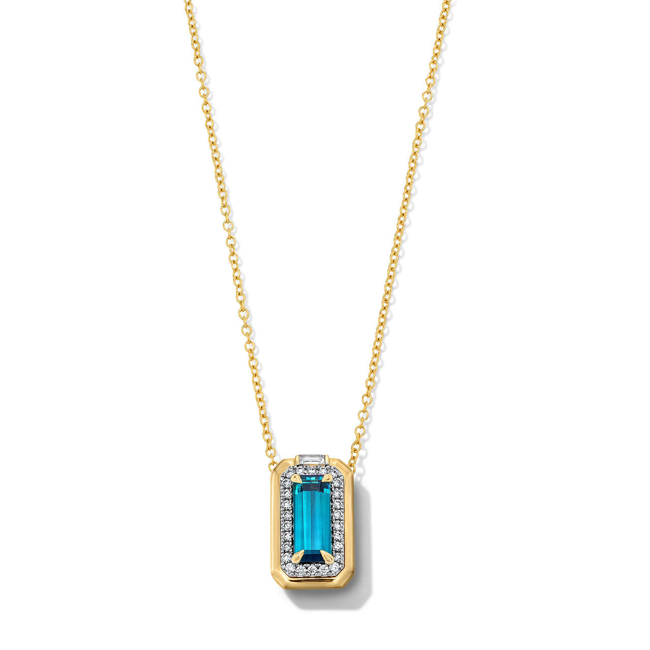 Green Tourmaline & Diamond Halo Pendant Necklace 0
