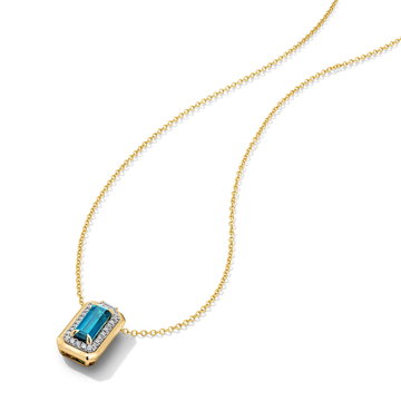 Green Tourmaline & Diamond Halo Pendant Necklace In White And Yellow Gold 14K