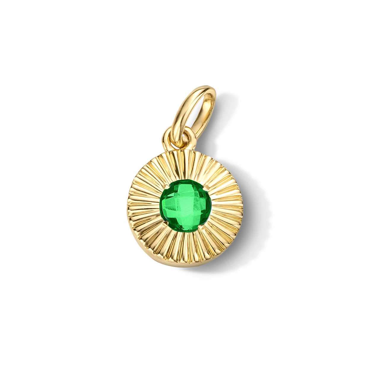 Green Emerald Circle Sunburst Charm 0