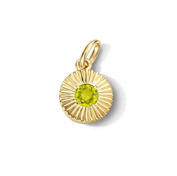 Peridot Circle Sunburst Charm In Yellow Gold 14K