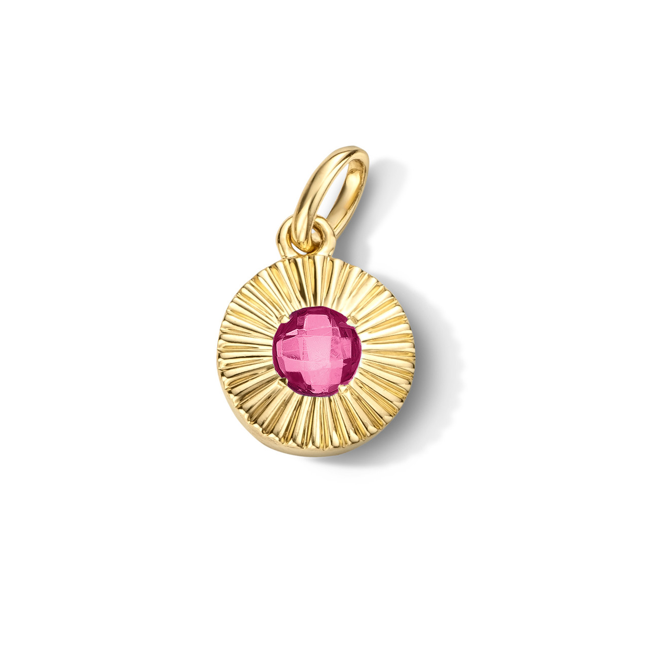 Pink Tourmaline Circle Sunburst Charm 0
