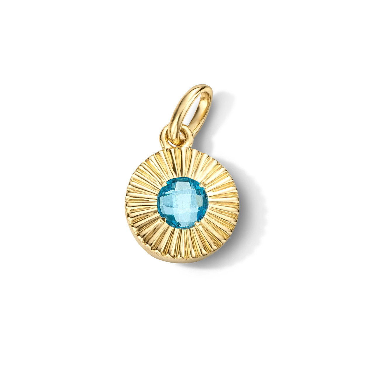 Blue Topaz Circle Sunburst Charm 0