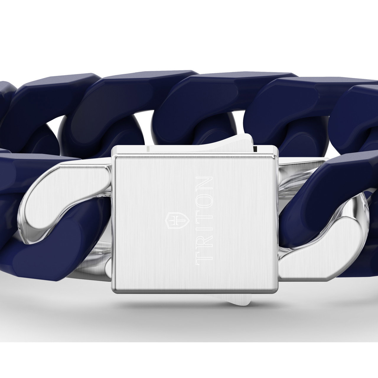 Cuban Link Blue Ceramic Link Sterling Silver Clasp Bracelet 1