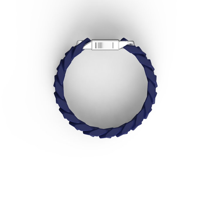 Cuban Link Blue Ceramic Link Sterling Silver Clasp Bracelet In Sterling Silver