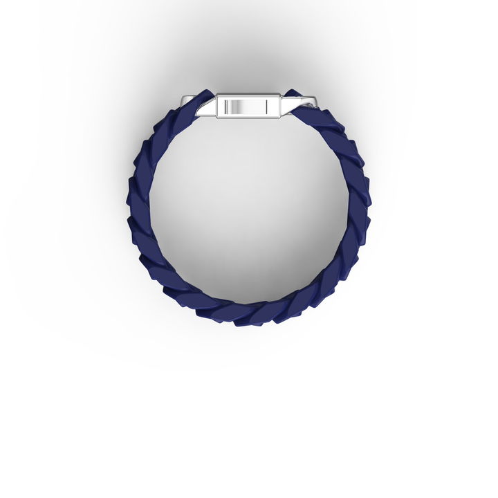 Cuban Link Blue Ceramic Link Sterling Silver Clasp Bracelet In Sterling Silver
