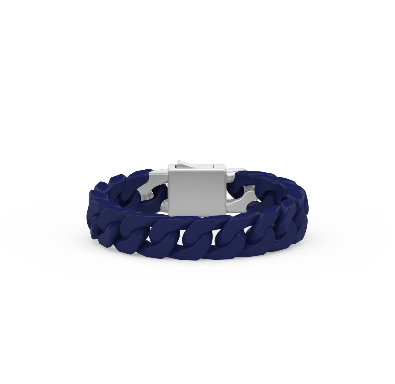 Cuban Link Blue Ceramic Link Sterling Silver Clasp Bracelet 0