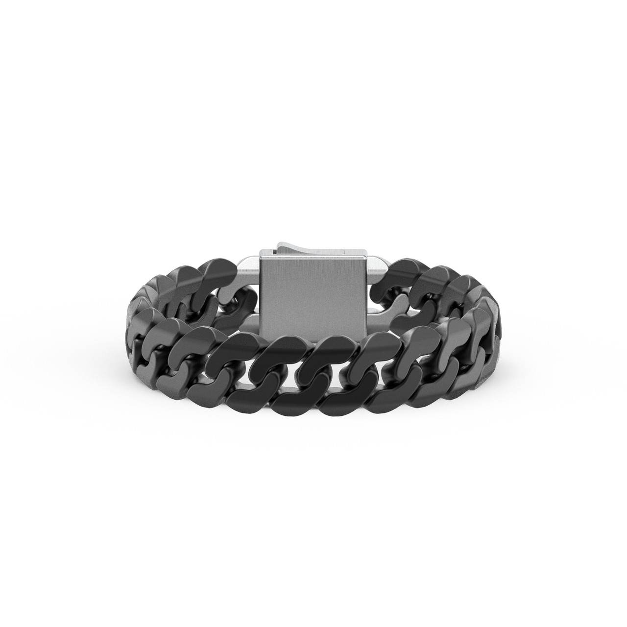Cuban Link Black Ceramic Sterling Silver Clasp Bracelet 0