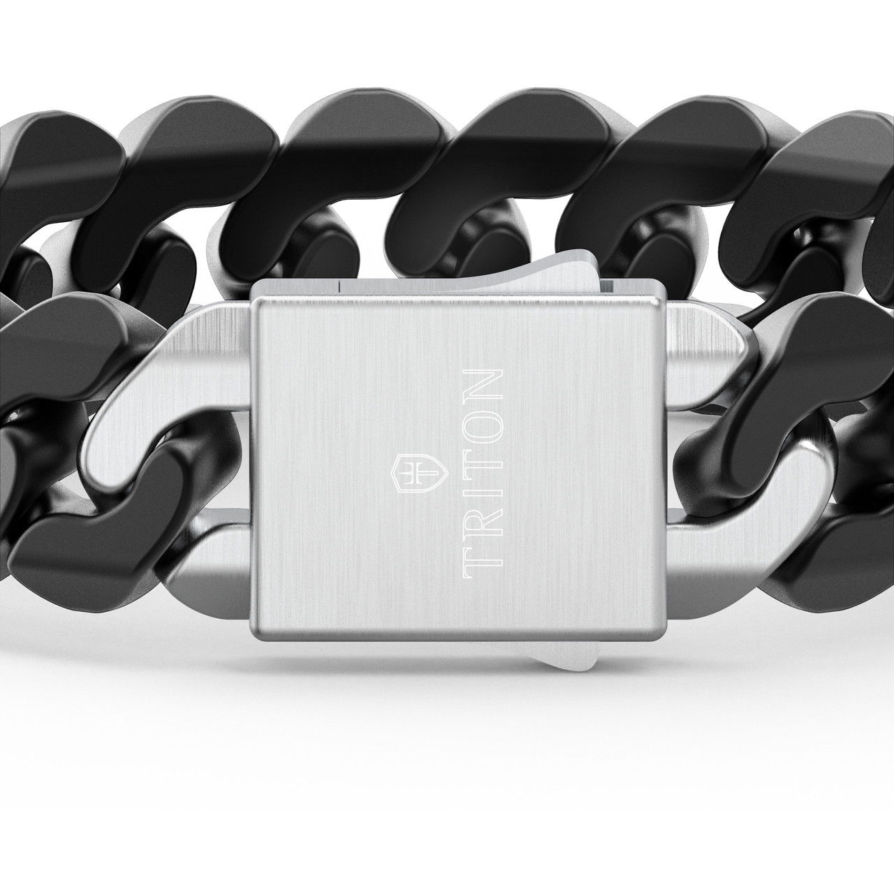 Cuban Link Black Ceramic Sterling Silver Clasp Bracelet