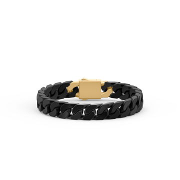 Cuban Link Black Ceramic Bracelet In Sterling Silver