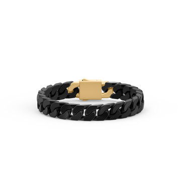Cuban Link Black Ceramic Bracelet In Sterling Silver