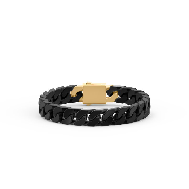 Cuban Link Black Ceramic Bracelet In Sterling Silver