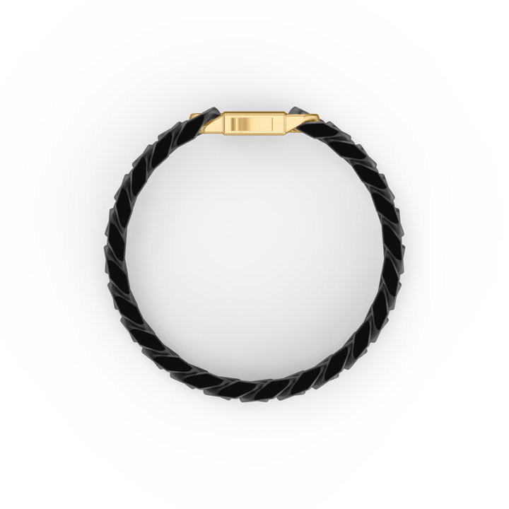 Cuban Link Black Ceramic Bracelet In Sterling Silver