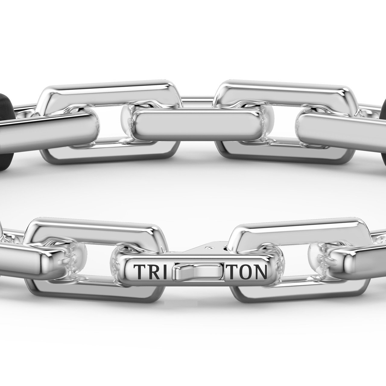 Two-Tone Link Sterling Silver & Matte Black Ceramic Bracelet 1