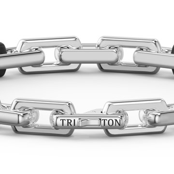 Two-Tone Link Sterling Silver & Matte Black Ceramic Bracelet In Sterling Silver