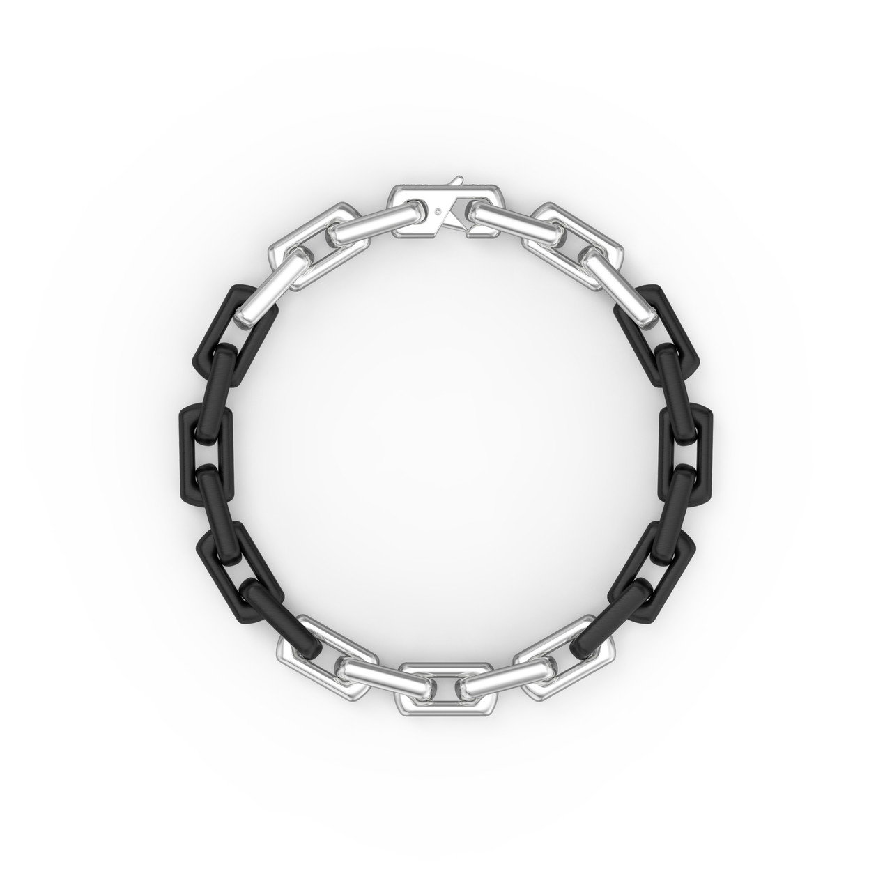 Two-Tone Link Sterling Silver & Matte Black Ceramic Bracelet 2