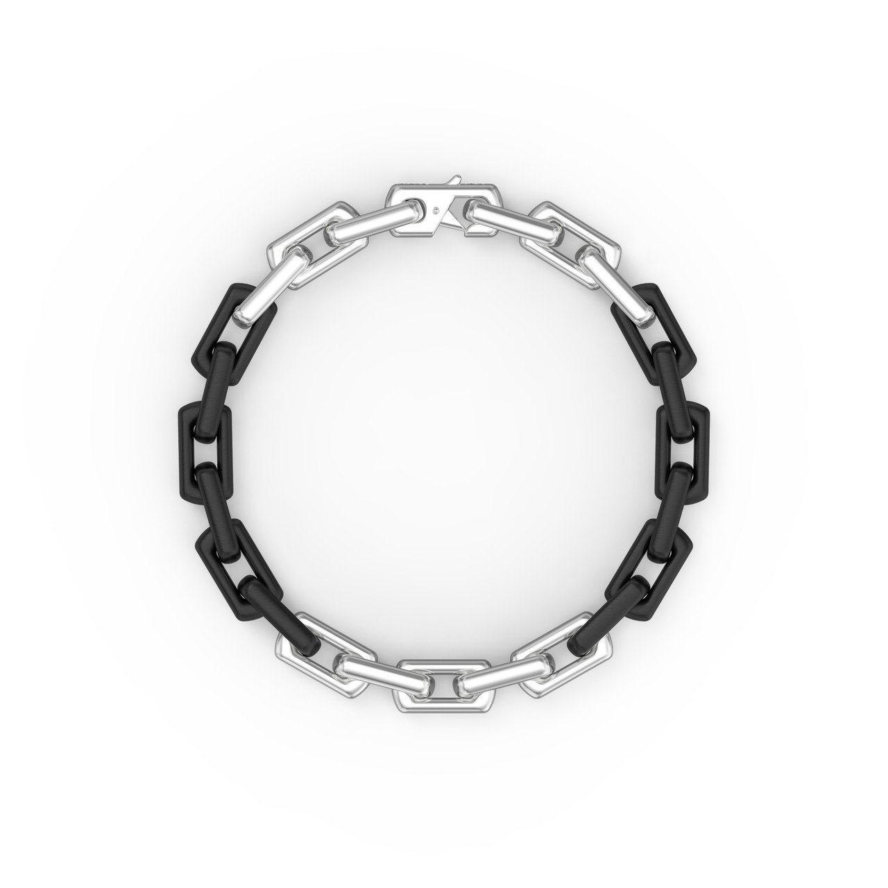 Two-Tone Link Sterling Silver & Matte Black Ceramic Bracelet 2