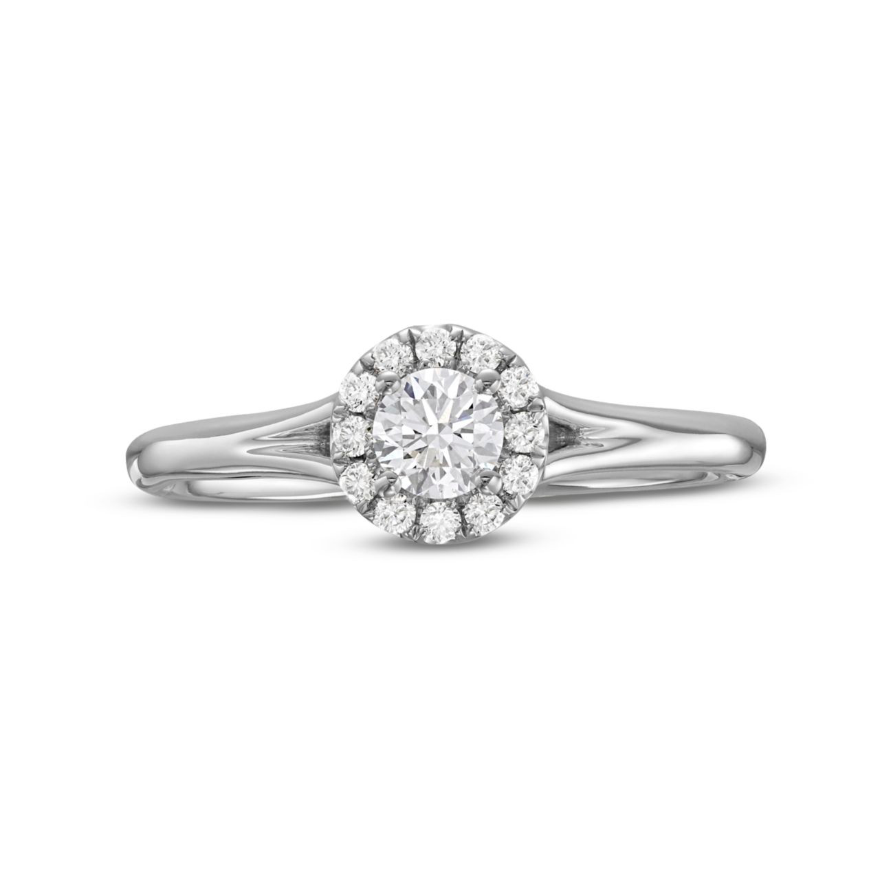 Round Diamond Halo Split Engagement Ring