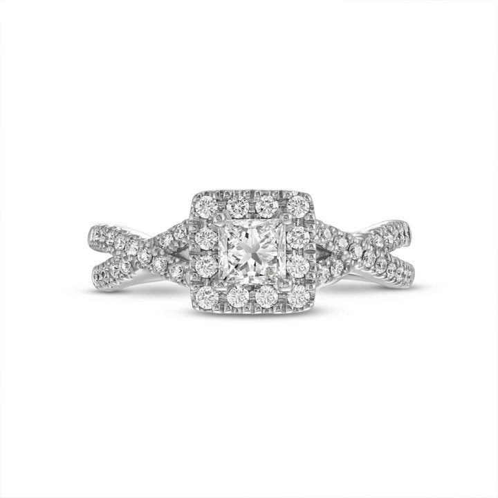 Princess Diamond Halo Twist Engagement Ring
