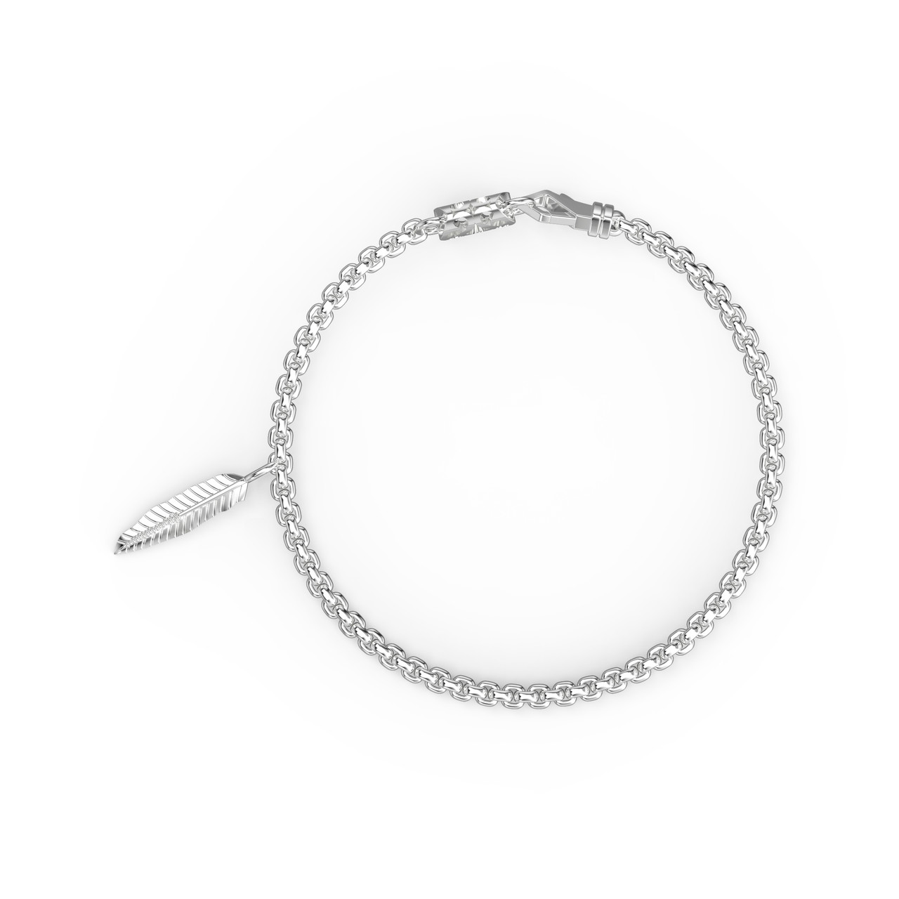 Curb Chain Feather Charm Bracelet 2