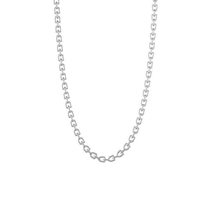 Silver Shield Clasp Link Chain Necklace In Sterling Silver