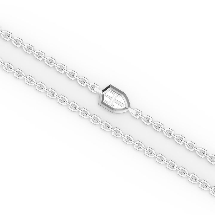 Silver Shield Clasp Link Chain Necklace In Sterling Silver