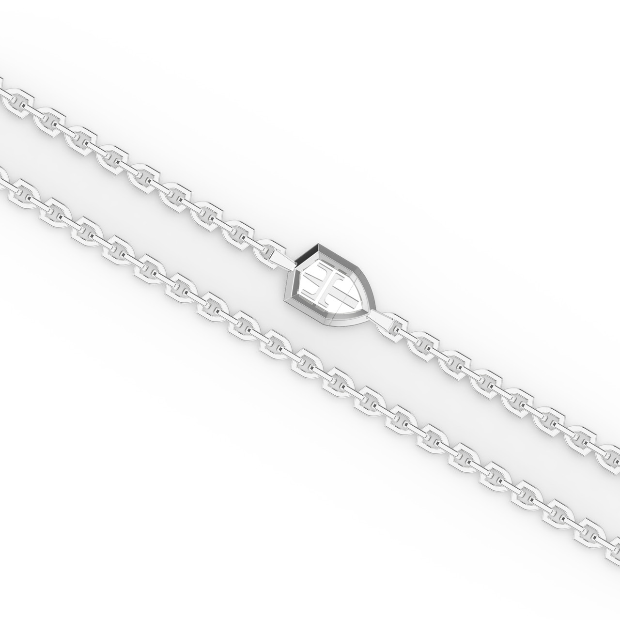 Silver Shield Clasp Link Chain Necklace 1