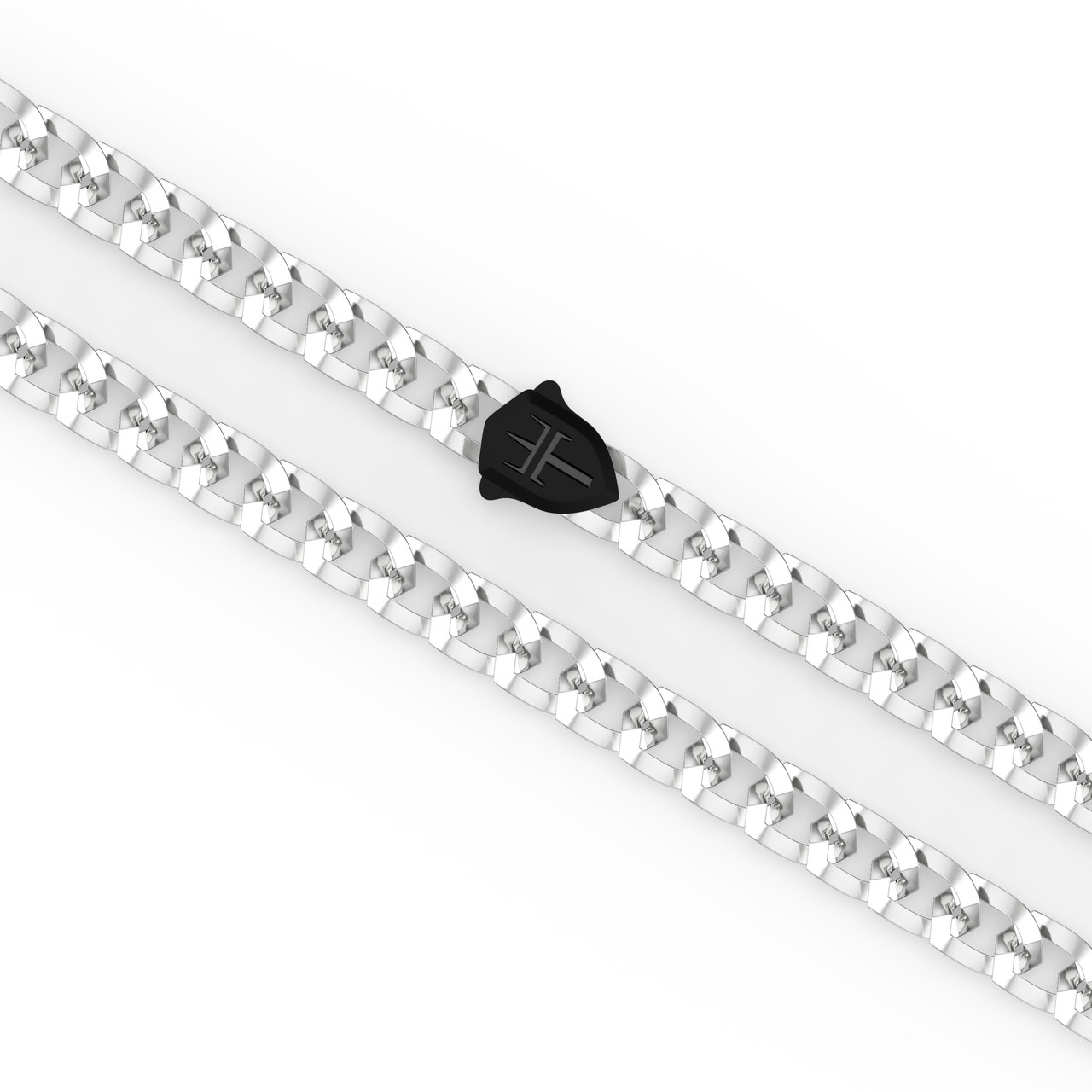 Black Shield Clasp Link Chain Necklace 1