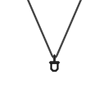 Black Shield Pendant Necklace In Sterling Silver