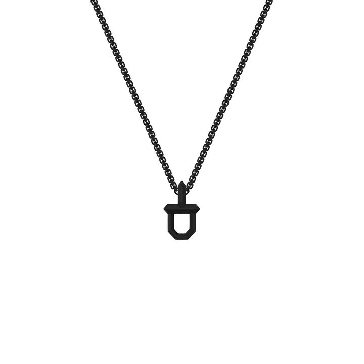 Black Shield Pendant Necklace In Sterling Silver
