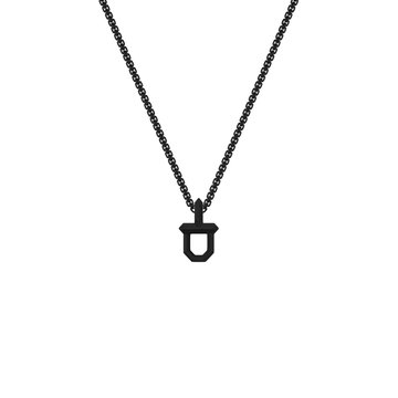 Black Shield Pendant Necklace In Sterling Silver