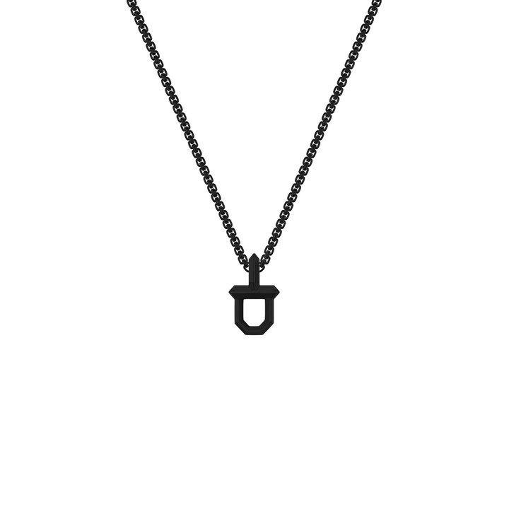 Black Shield Pendant Necklace In Sterling Silver