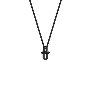 Black Shield Pendant Necklace In Sterling Silver