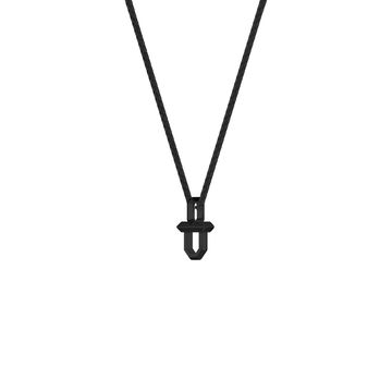 Black Shield Pendant Necklace In Sterling Silver