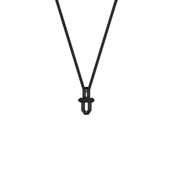 Black Shield Pendant Necklace In Sterling Silver
