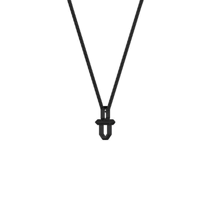 Black Shield Pendant Necklace In Sterling Silver