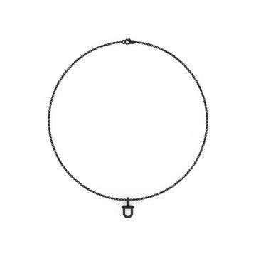 Black Shield Pendant Necklace In Sterling Silver