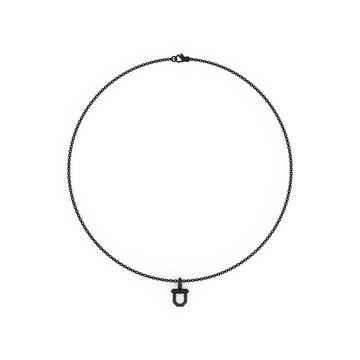 Black Shield Pendant Necklace In Sterling Silver