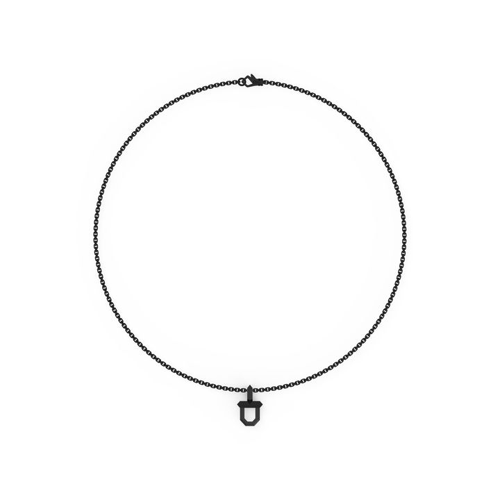 Black Shield Pendant Necklace In Sterling Silver