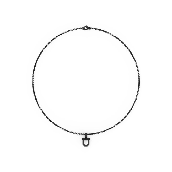Black Shield Pendant Necklace In Sterling Silver