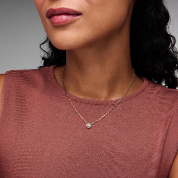 Solitaire Oval Diamond Paperclip Chain Necklace In Solid 18K Yellow Gold