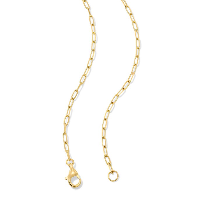Solitaire Oval Diamond Paperclip Chain Necklace In Solid 18K Yellow Gold
