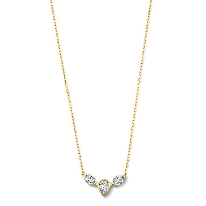 Bezel Trio Diamond Necklace In Yellow Gold 18K