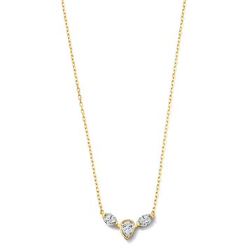 Bezel Trio Diamond Necklace In Yellow Gold 18K