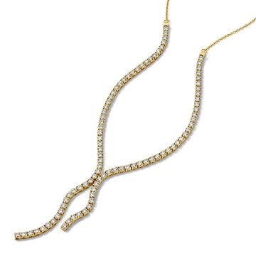 Diamond Lariat Necklace In Yellow Gold 14K