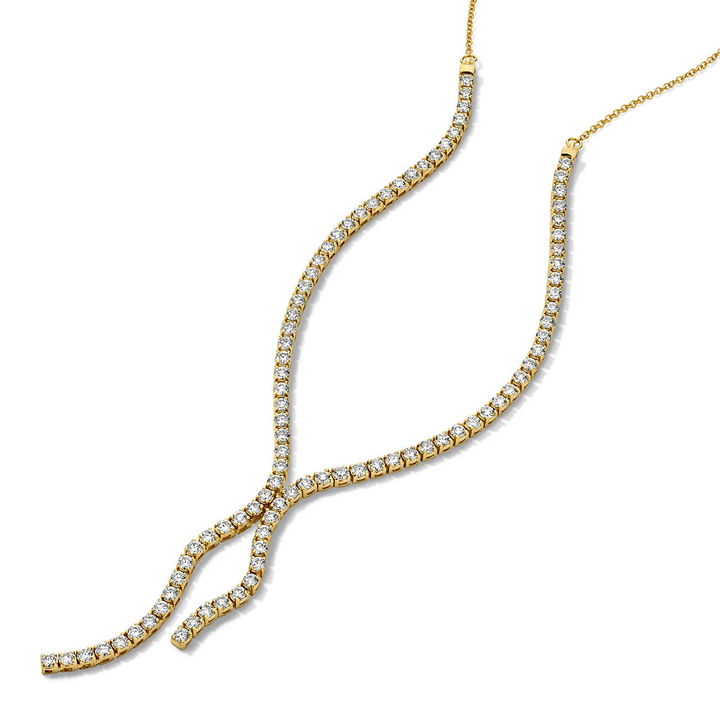 Diamond Lariat Necklace In Yellow Gold 14K