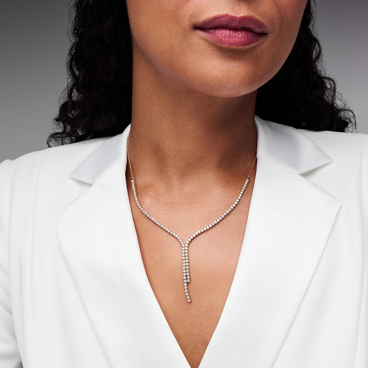 Diamond Lariat Necklace In Yellow Gold 14K