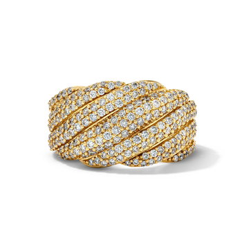 Pave Twist Diamond Ring In Solid 14K Yellow Gold