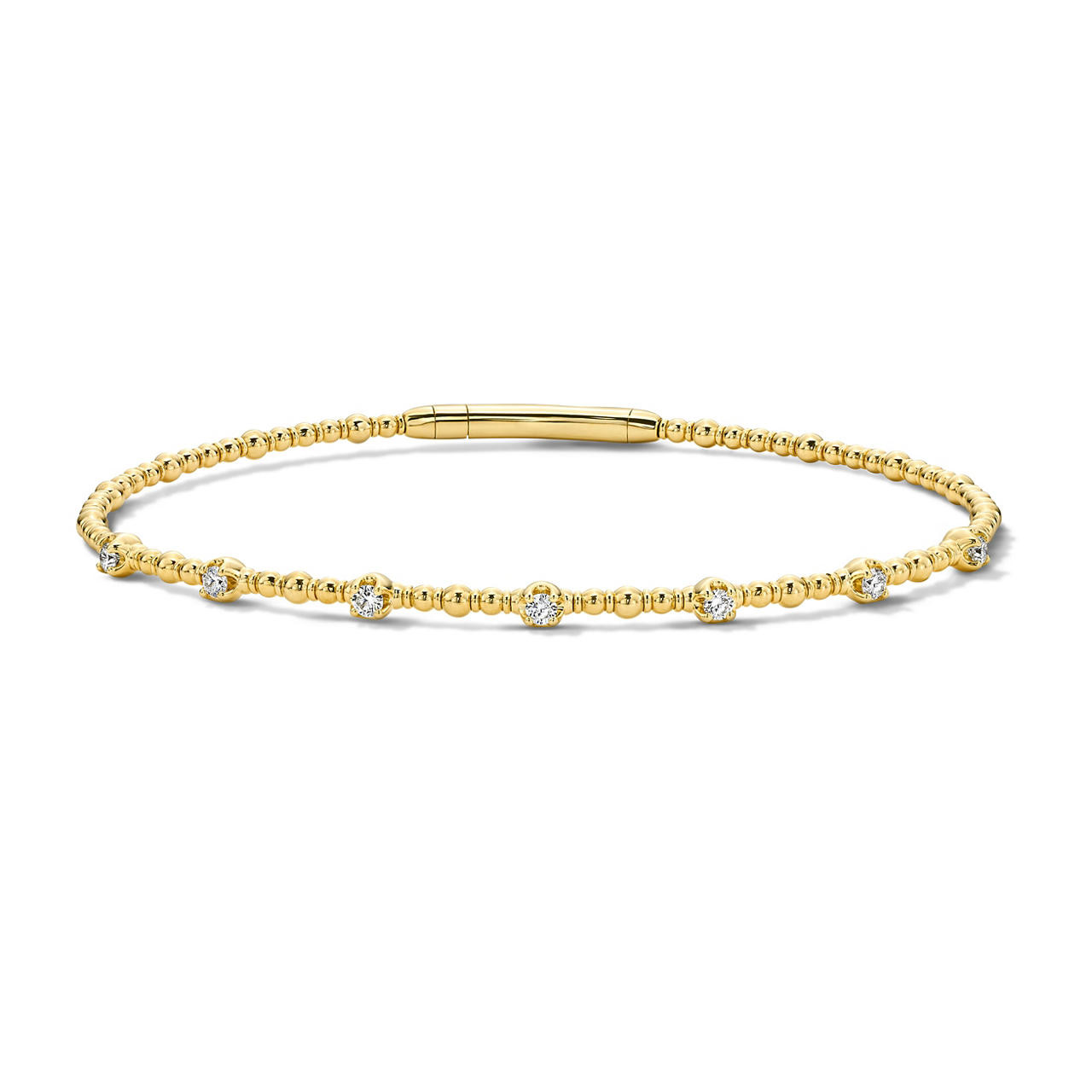 Station Diamond Flexible Gold Beaded Bracelet 0