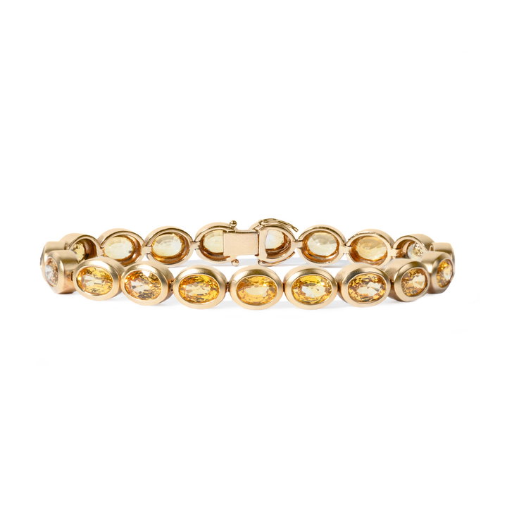 Yellow Sapphire Bezel Gold Bracelet (20tw) In Solid 18K Yellow Gold